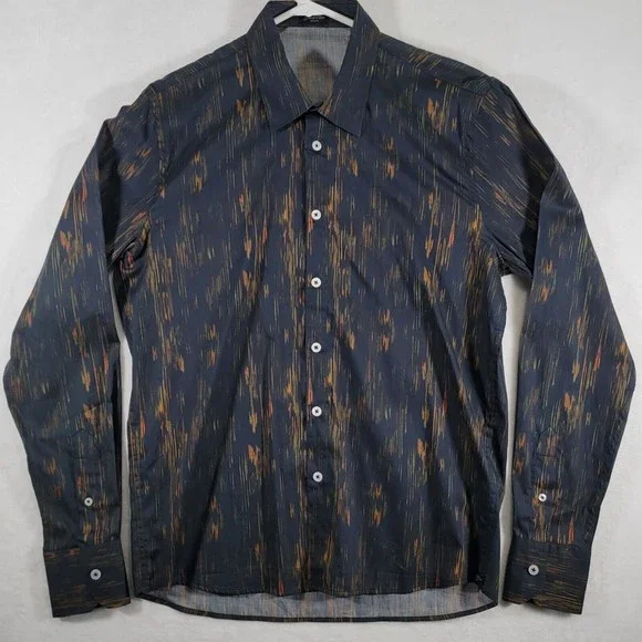 GOOD MAN BRAND Long Sleeve Button Up Shirt Size Small Black / Orange Top NWOT - Picture 5 of 16